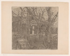 Bomen rond een huis door Maurits van der Valk (signed by artist)
