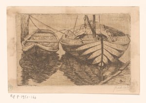 Roeiboot en zeilboot door Maurits van der Valk (signed by artist)