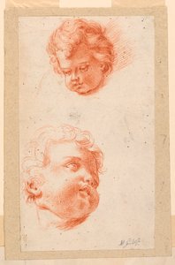 Tekening, Studies: Twee hoofden van kinderen, laat 18e eeuw door Mauro Gandolfi