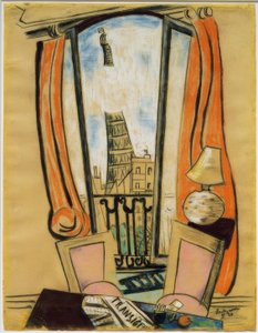 Uitzicht uit het Venster (Eiffeltoren) door Max Beckmann