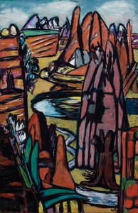 Kei - rotsachtig landschap door Max Beckmann