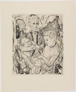 Familiescène (familie Beckmann) door Max Beckmann