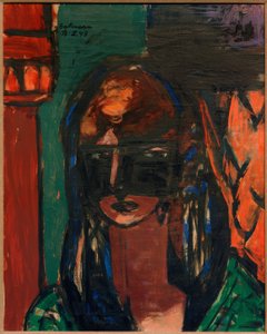 Vrouw met Masker door Max Beckmann