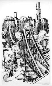 Grote Brug (De IJzeren Brug in Frankfurt am Main) door Max Beckmann