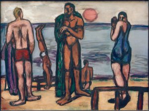 Klein schilderij met baders