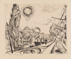 Landschaft mit Ballon door Max Beckmann