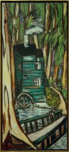Molen in het Eucalyptusbos (Mills College) door Max Beckmann