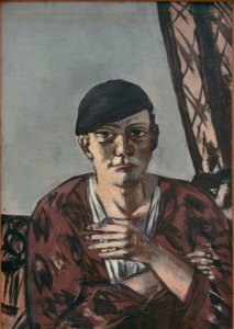 Zelfportret met zwarte pet door Max Beckmann