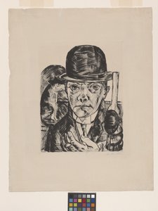 Zelfportret met bolhoed door Max Beckmann