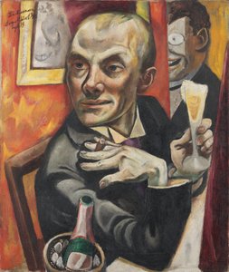Zelfportret met champagneglas