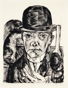Zelfportret met hoed door Max Beckmann