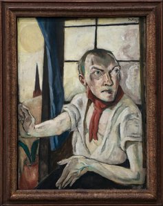 Zelfportret met rode sjaal