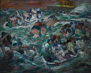 Het zinken van de Titanic door Max Beckmann