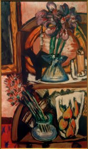 Stilleven met twee bloemenvaasjes door Max Beckmann