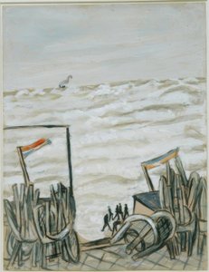 Strand bij vloed