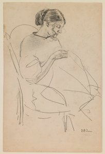Studie van een Vrouw die Naait door Max Beckmann