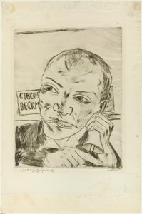 De Roep (Zelfportret), plaat één uit Der Jahrmarkt door Max Beckmann