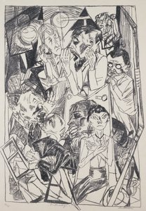 De ideologen, door Max Beckmann, gravure