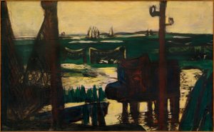 Waddenzee groen en zwartgeel door Max Beckmann