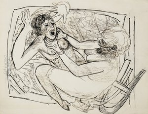 Vechten vrouwen door Max Beckmann
