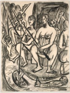 Vrouwen vissen door Max Beckmann