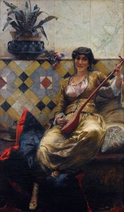 Serenade in de harem - Schilderij van Ferdinand Max Bredt (1860-1921) - Olieverf op doek - 85x52 cm - Privécollectie