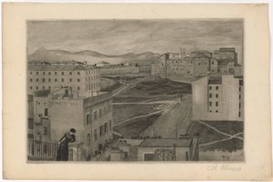 Uitzicht vanuit het atelierraam in Rome door Max Klinger