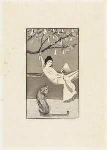 Dolce far niente (Siësta II) (Geëtste schetsen, opus I, blad 8) door Max Klinger
