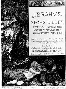 Frontispice voor "Six Lieder opus 97" (Sechs Lieder opus 97) door Johannes Brahms (1833-1897) door Max Klinger