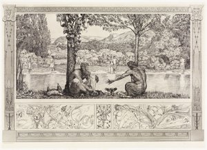 Narcissus en Echo I (Reddingen van Ovidiaanse slachtoffers, opus II, plaat 7) door Max Klinger