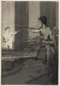 Filosoof (Over de dood, tweede deel, opus XI, blad 4) door Max Klinger