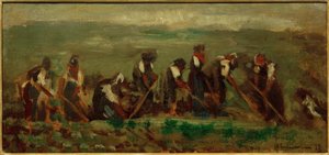 Arbeiders in het bietenveld - compositiestudie door Max Liebermann