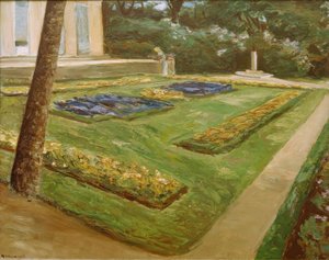 Het bloementerras in de Wannseetuin naar het noordwesten door Max Liebermann