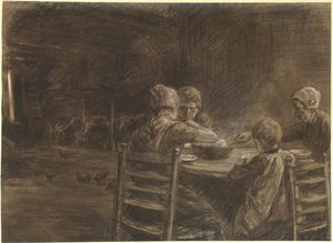 Oost-Friese boeren die avondeten eten