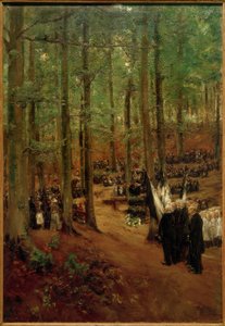 Herdenkingsceremonie voor keizer Friedrich III in Kösen - 1e versie door Max Liebermann