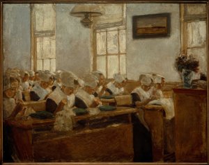 Naaischool - Werkzaal in het Amsterdamse weeshuis