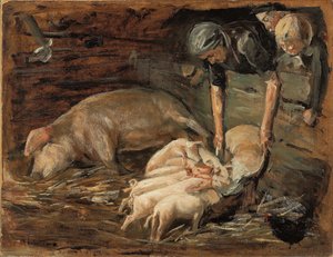 Varkensstal, kraamkamer door Max Liebermann