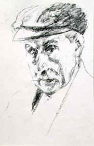 Portret van een Man met een Pet, mogelijk zelfportret, na 1923 door Max Liebermann