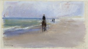 Ruiter op het strand door Max Liebermann