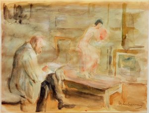 Zelfportret met model in het atelier van de Wannseevilla