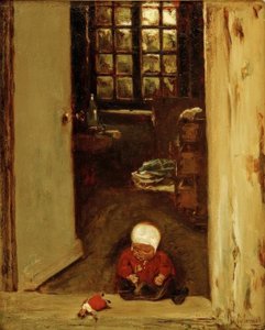 Spelend Kind in de Deur door Max Liebermann