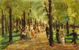 Wandelaars in de Tiergarten; Spazierganger im Tiergarten, 1918 door Max Liebermann