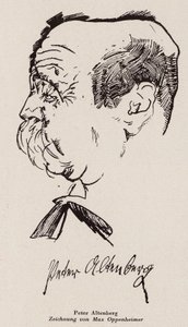 Peter Altenberg, Oostenrijks schrijver en dichter (litho)