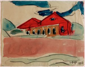 Huis aan het strand (badhuis) door Max Pechstein