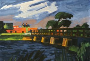 De brug in Leba door Max Pechstein