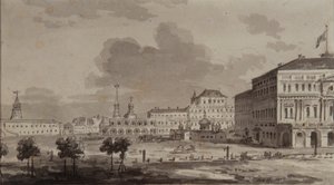 Kremlin van Moskou voor de bouw van het Grote Kremlinpaleis, 1817