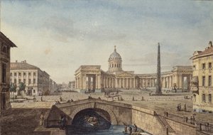De Kazankathedraal in Sint-Petersburg, 1817 door Maxim Nikiphorovich Vorobyev