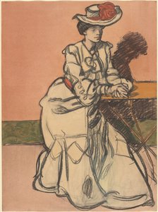 Een Elegante Parisiènne Zittend in een Café