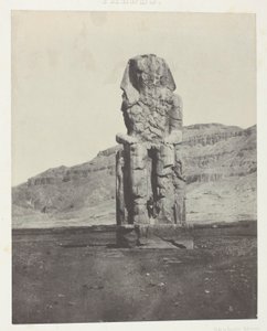 Gournah, Monolithische kolos van Amenopht III; Thebe, plaat 56 uit het album "Egypte, Nubie, Palestina et Syrie" (1852) door Maxime Du Camp
