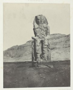 Gournah, Monolithische kolos van Amenopht III; Thebe, plaat 56 uit het album "Egypte, Nubie, Palestina et Syrie" (1852) door Maxime Du Camp